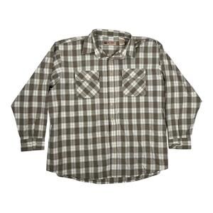 VTG Big Mac Shirt Mens 2XL Brown Plaid Long Sleeve Button Front Workwear Casual